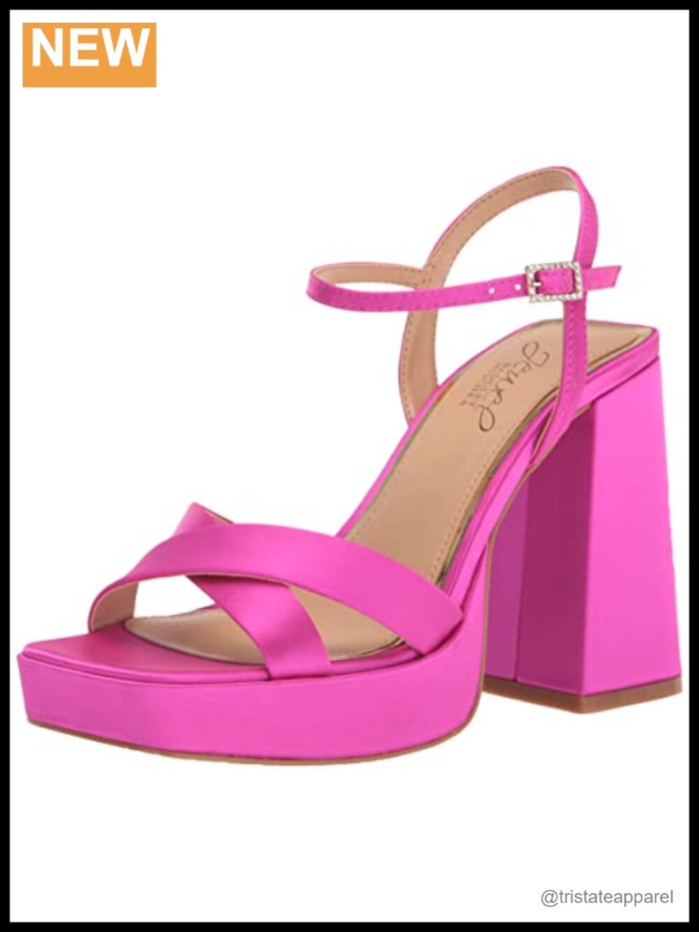 Rainbow Chunky Platform Heeled Sandals Satin